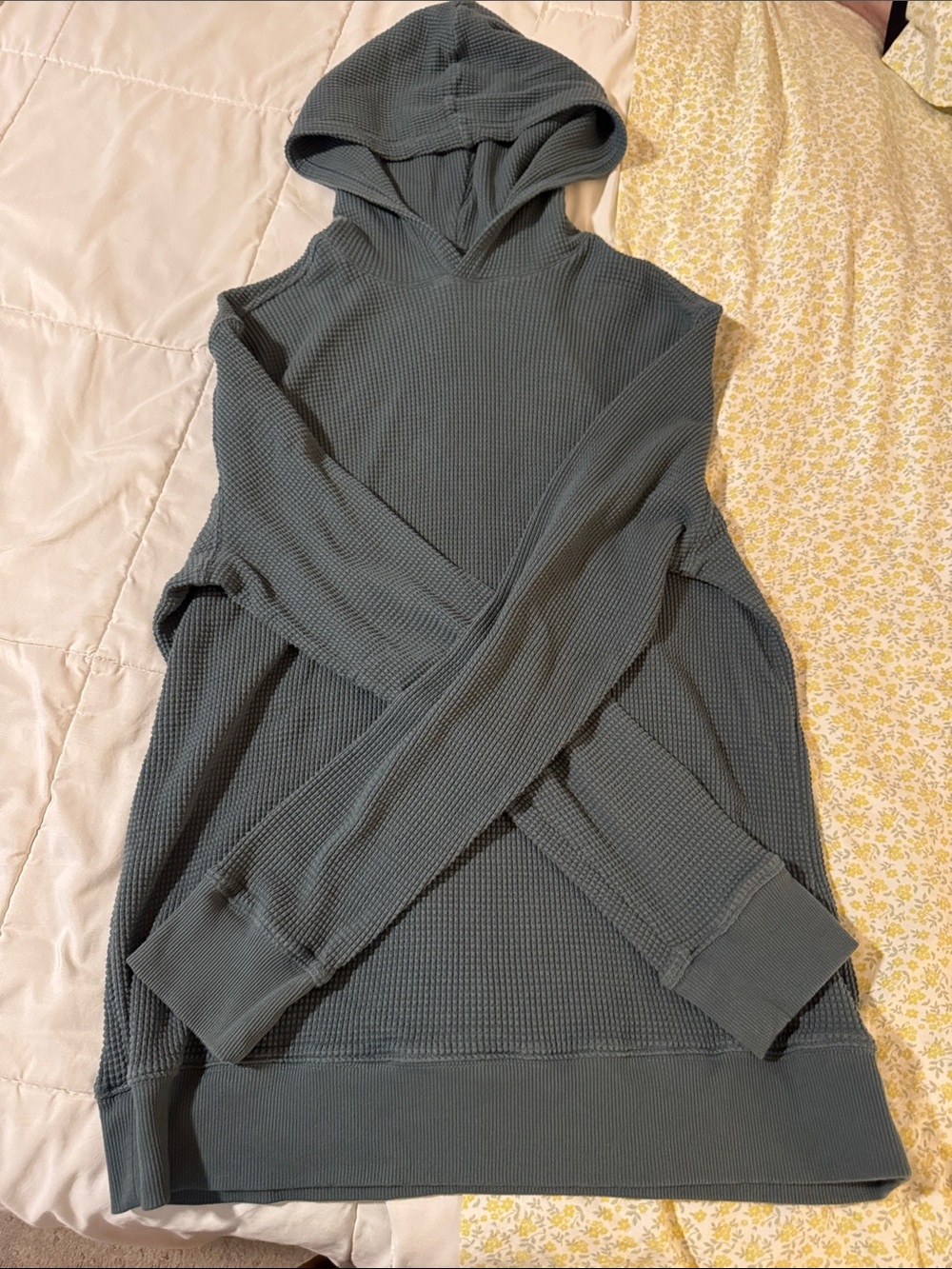 Old Navy Men’s Hooded Waffle Pullover - Teal Gray